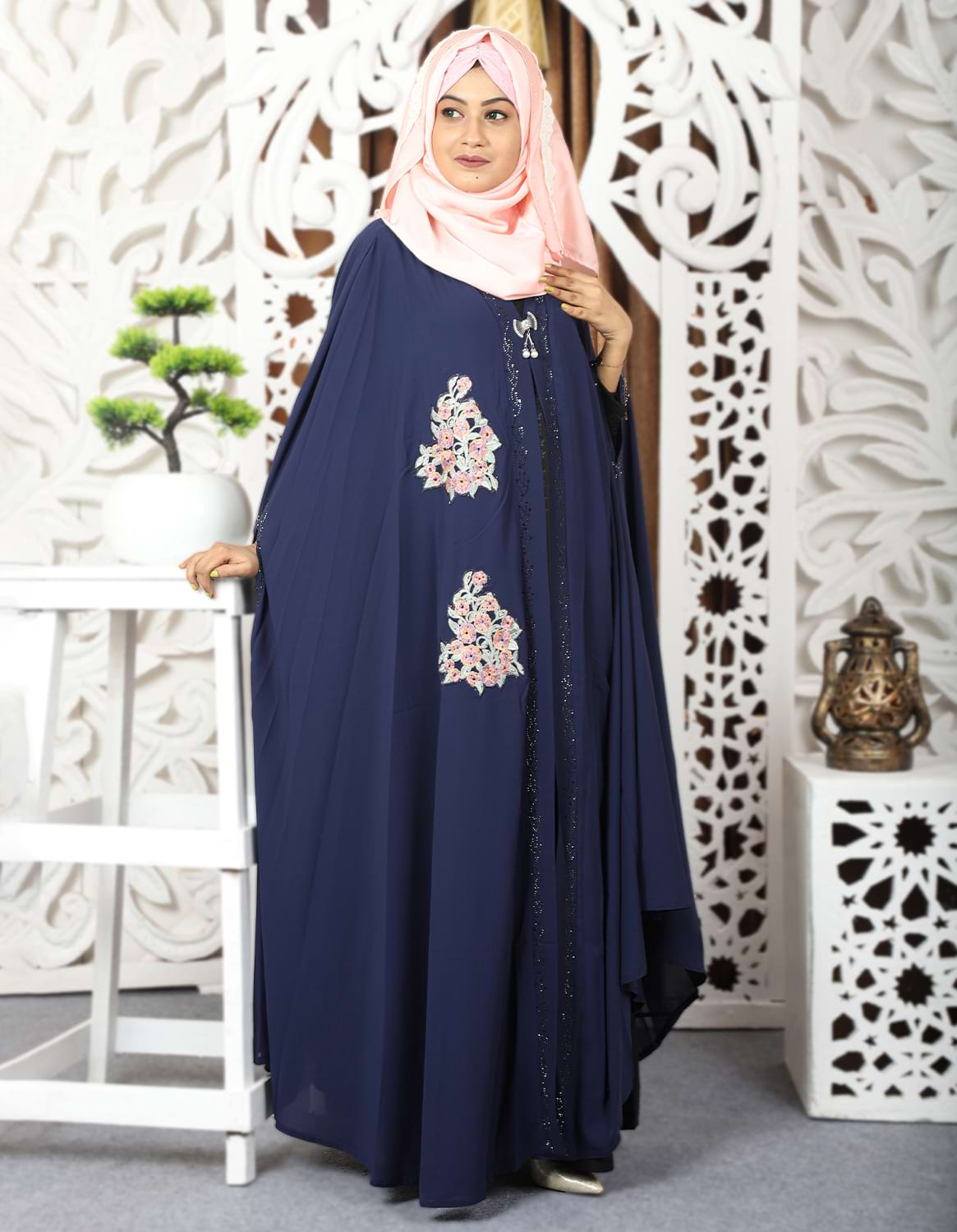 Navy Blue Color Shrug Abaya